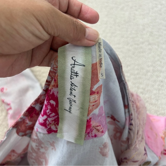 Aratta Silent Journey Jacket Small Hooded Lightweight Floral Embroidered Sequins - Picture 8 of 10